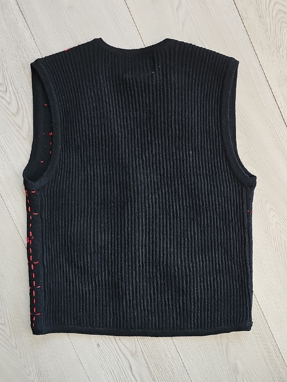Vintage Boiled Wool Ugly Christmas Sweater Vest Christmas Countdown Embroidery - Picture 8 of 13